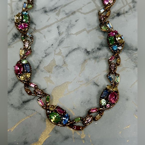 Vintage Jewelry - Hollycraft Vintage necklace Multicolor Rhinestones Authentic